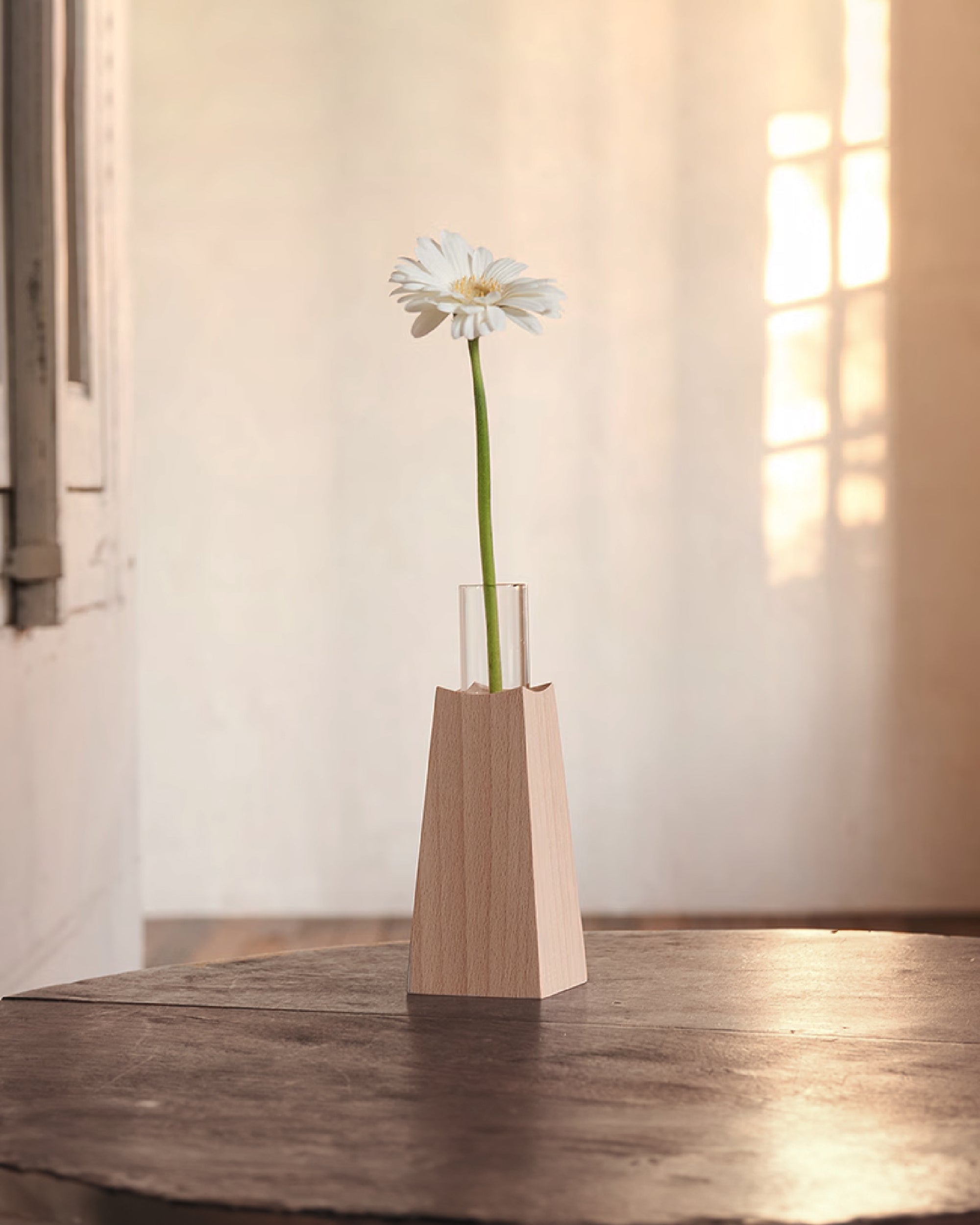 日本 essens 山毛櫸木玻璃容器花瓶