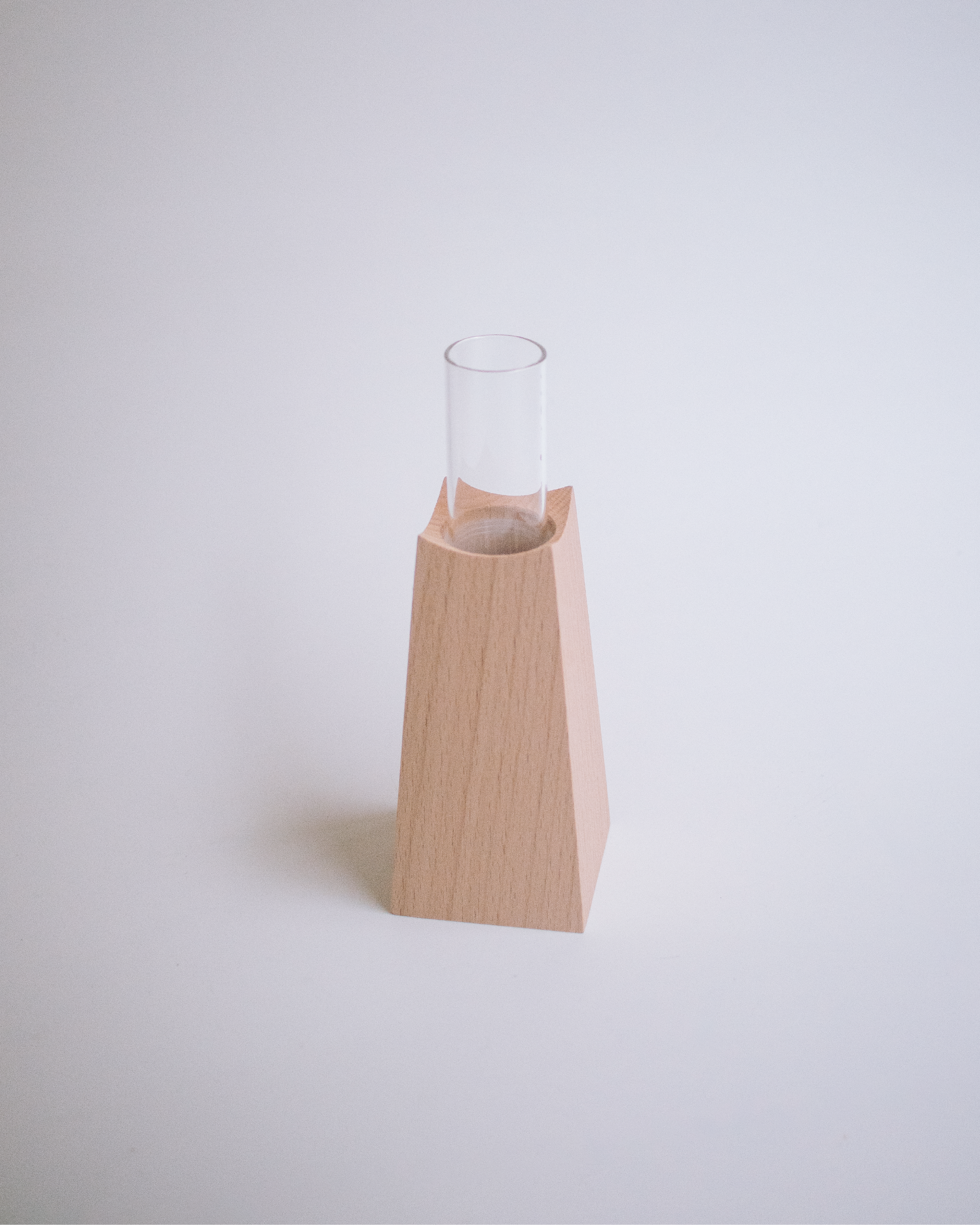 日本 essens 山毛櫸木玻璃容器花瓶