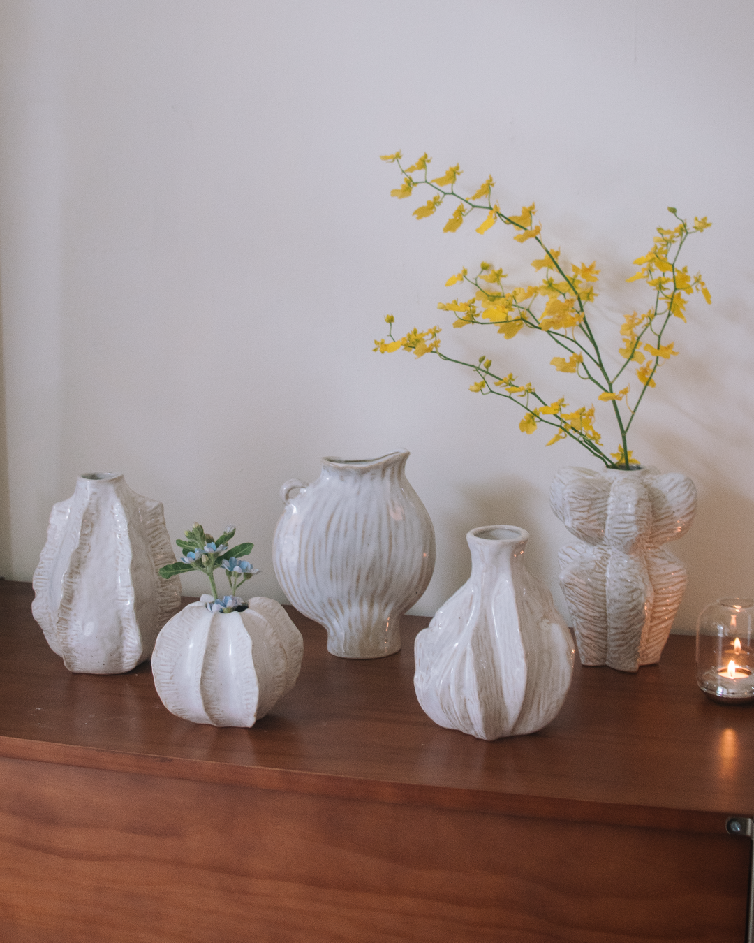 patung 立體紋路陶瓷花器 火焰果造型