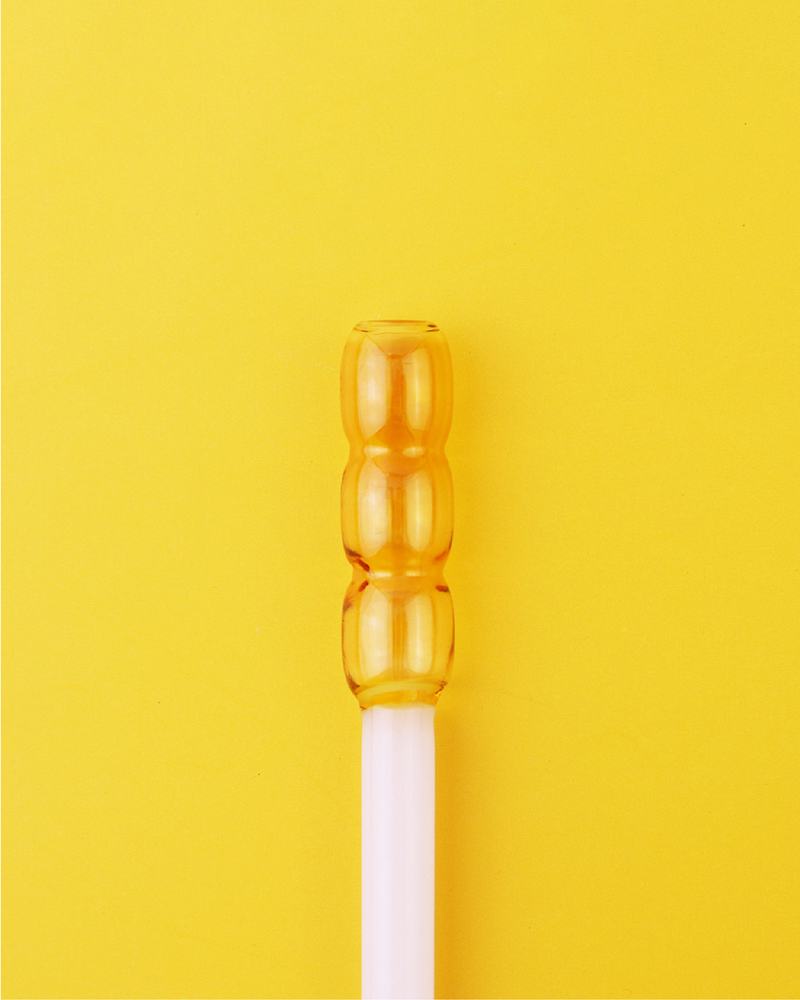 好玻 GOODGLAS 雙色玻璃吸管單入組 白&黃色（直身/圓球/彎口款）