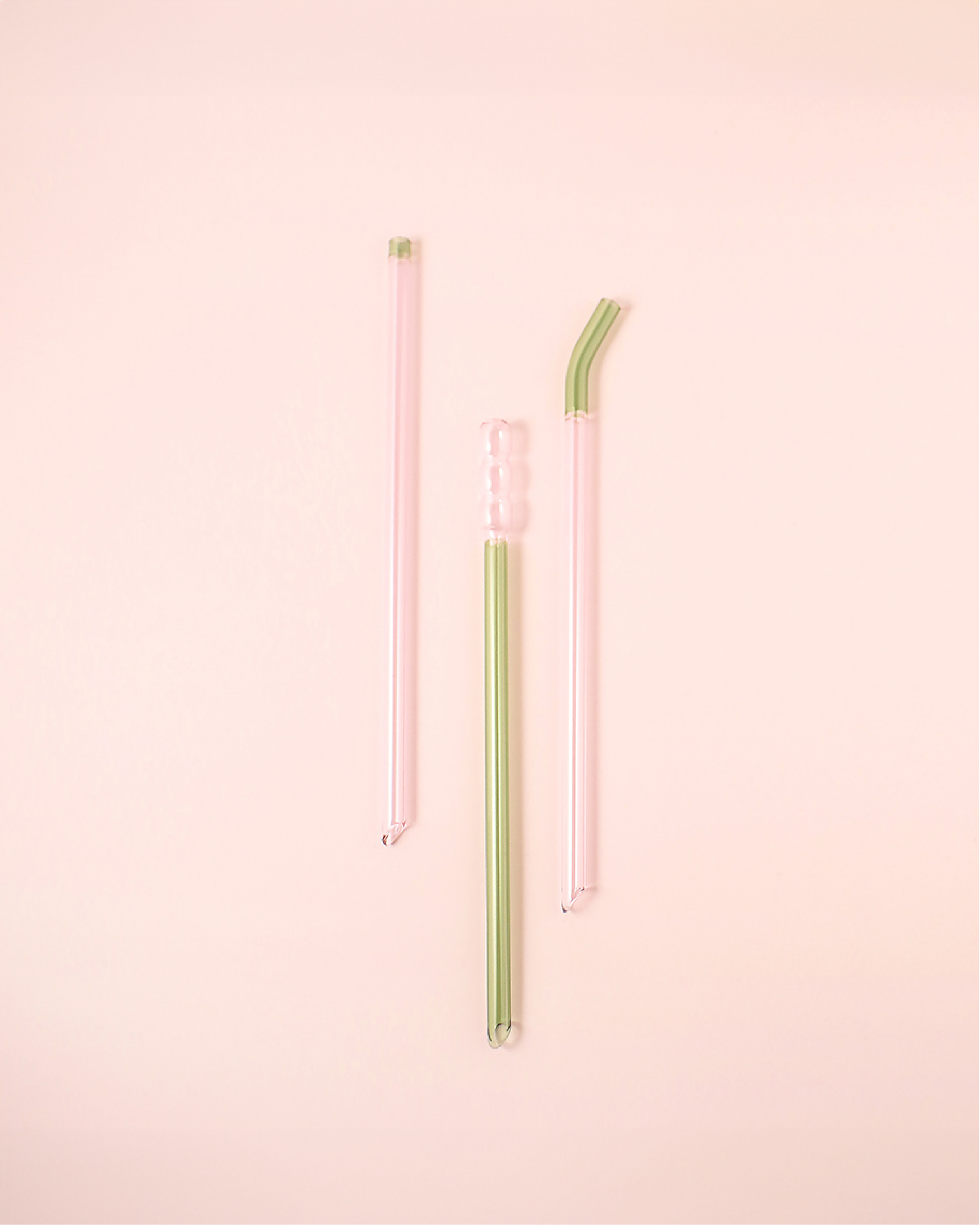 好玻 GOODGLAS 雙色玻璃吸管單入組 粉&綠色（圓球款）