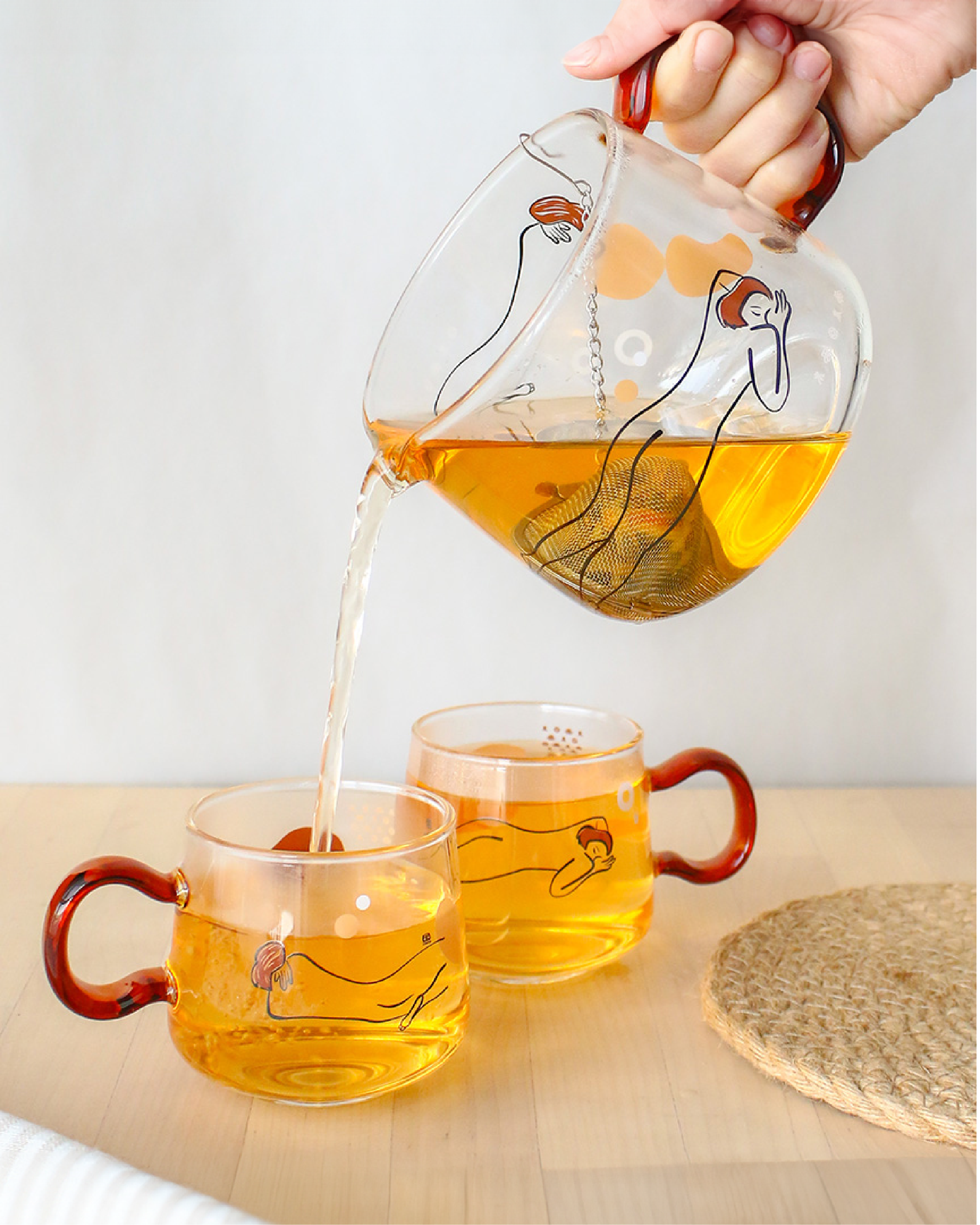 常玉 Sanyu 雙人像 玻璃壺杯組