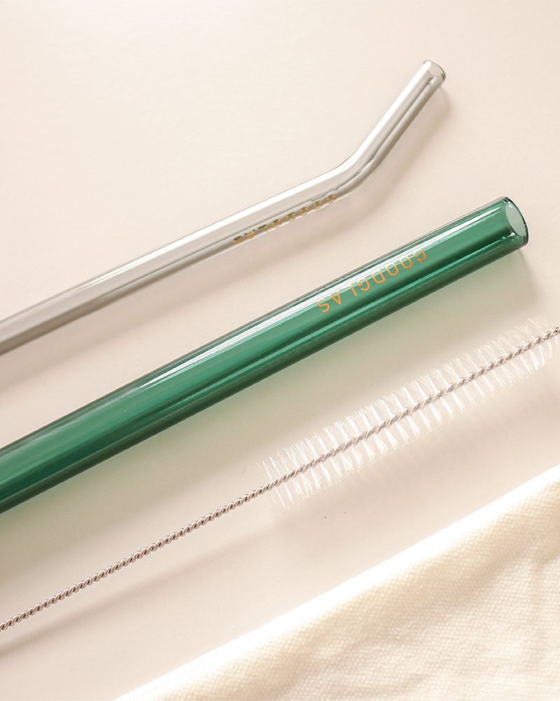 好玻 GOODGLAS 玻璃吸管組 黑&湖綠