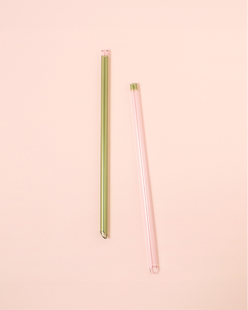好玻 GOODGLAS 雙色玻璃吸管單入組 粉&綠色（直身款）