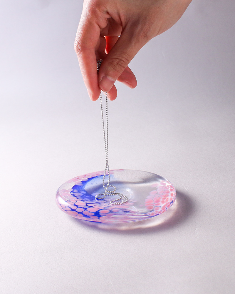 紅琉璃 透明日常系列・飾品盤（藍粉）