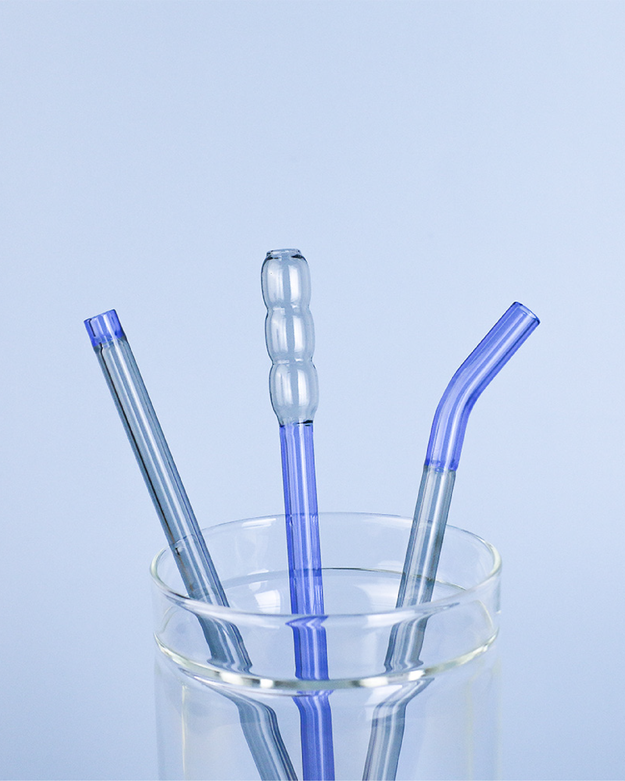 好玻 GOODGLAS 雙色玻璃吸管單入組 藍&黑色（圓球款）