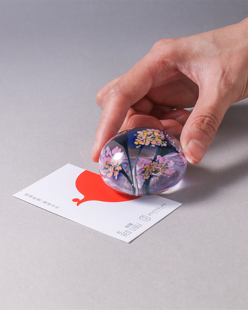 紅琉璃 透明日常系列・紙鎮（藍粉）