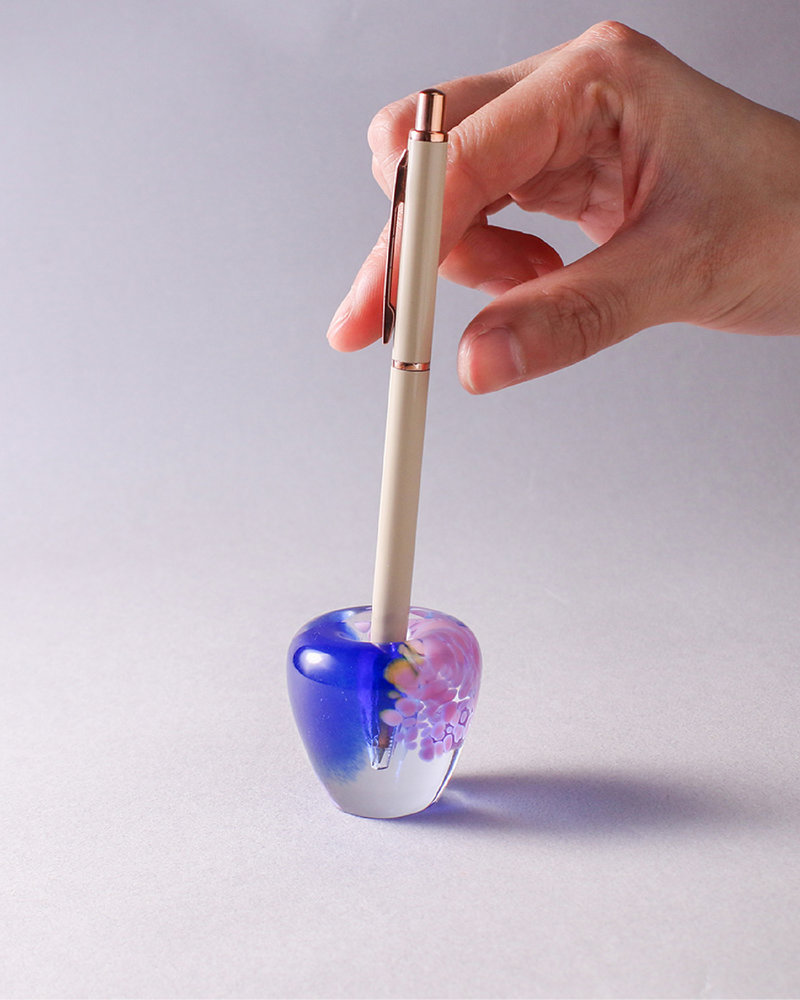 紅琉璃 透明日常系列・筆座（藍粉）