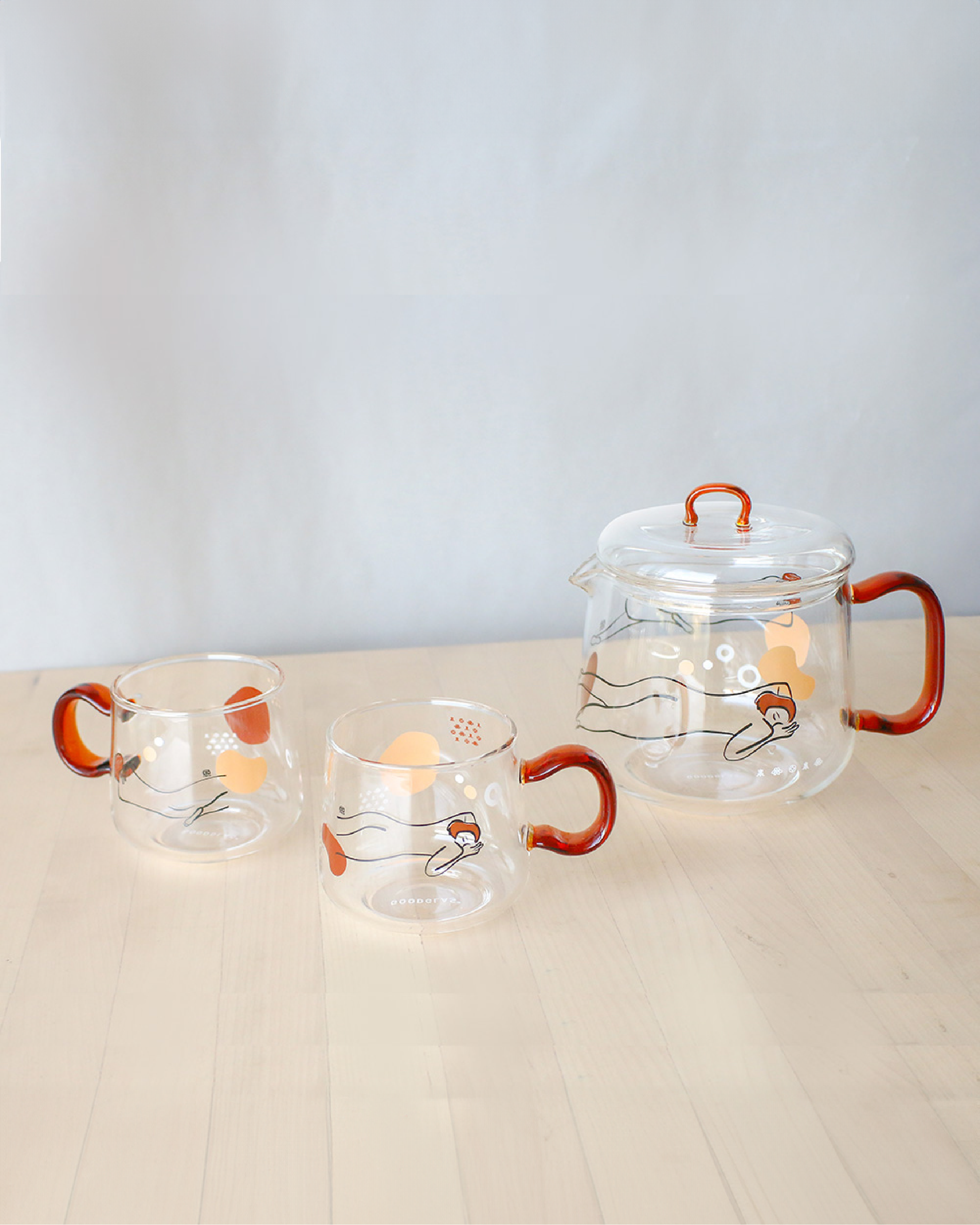 常玉 Sanyu 雙人像 玻璃壺杯組