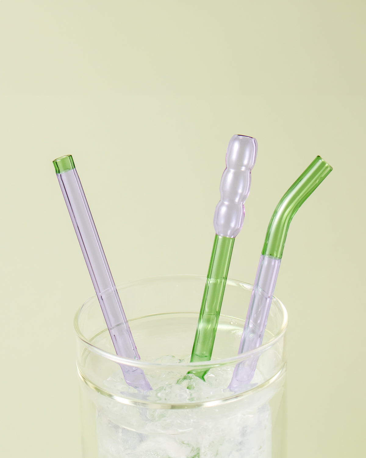 2026新色：好玻 GOODGLAS 雙色玻璃吸管單入組 紫&綠色（直身/圓球/彎口款）