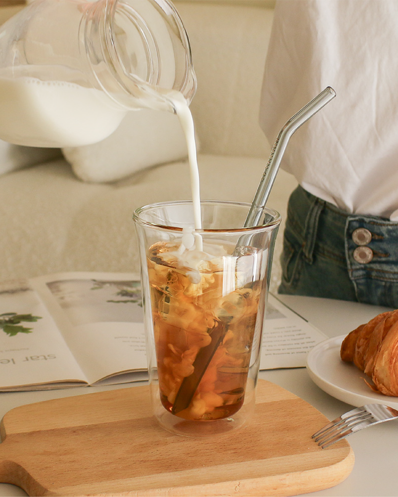 好玻 PURE雙層玻璃杯（清透/透黑色）380ml