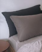 可可色/深咖啡色 舒軟竹節棉枕套兩入組