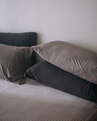 可可色/深咖啡色 舒軟竹節棉枕套兩入組