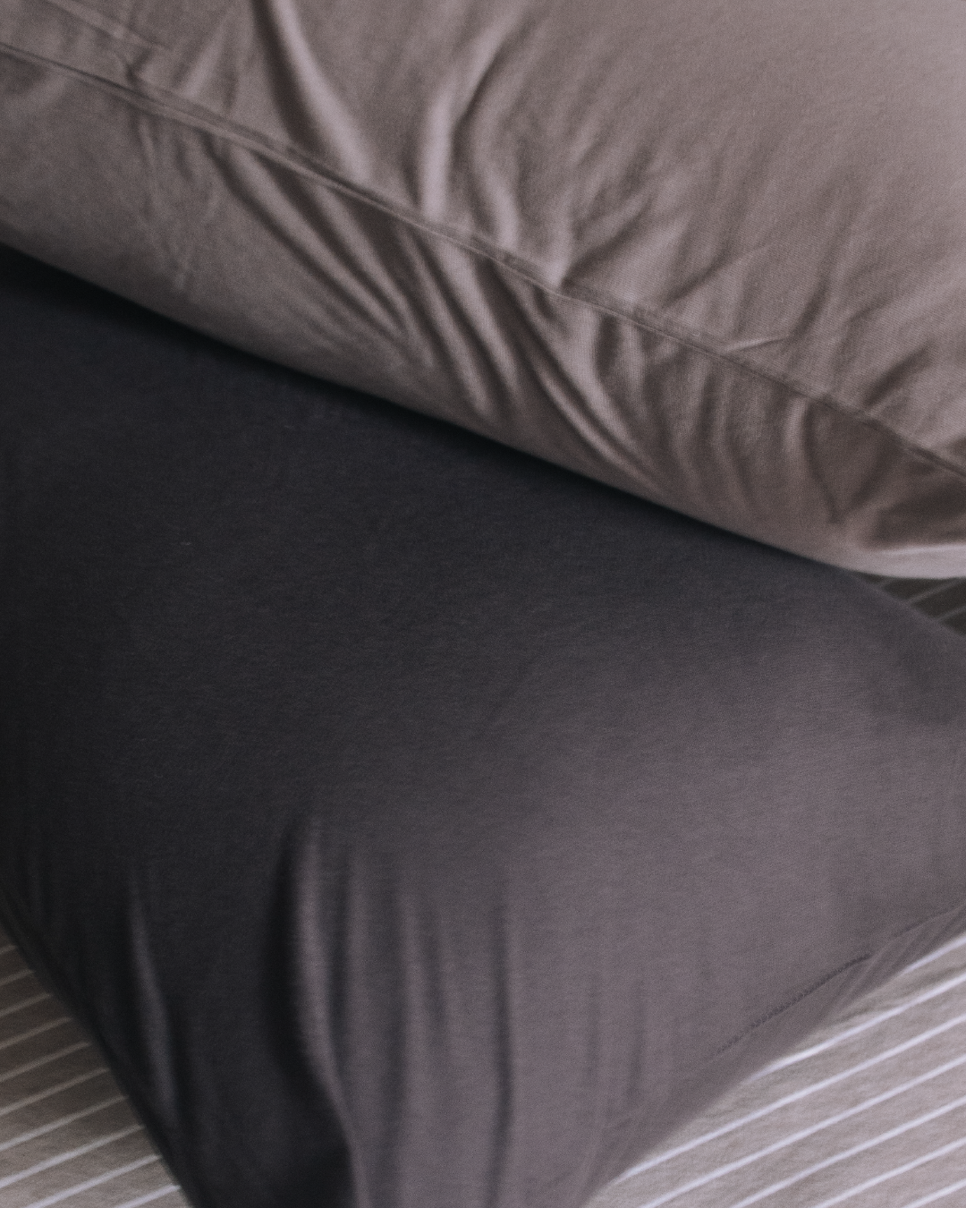 可可色/深咖啡色 舒軟竹節棉枕套兩入組