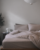 latte stripe 淺咖+米色條紋 舒軟竹節棉床包組