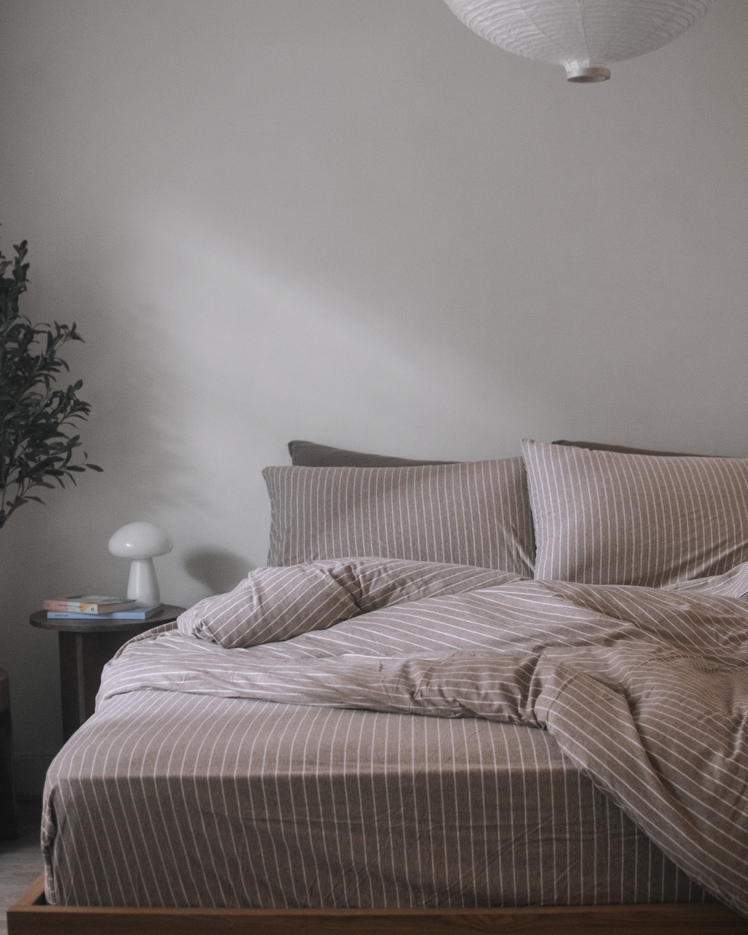 latte stripe 淺咖+米色條紋 舒軟竹節棉床包組