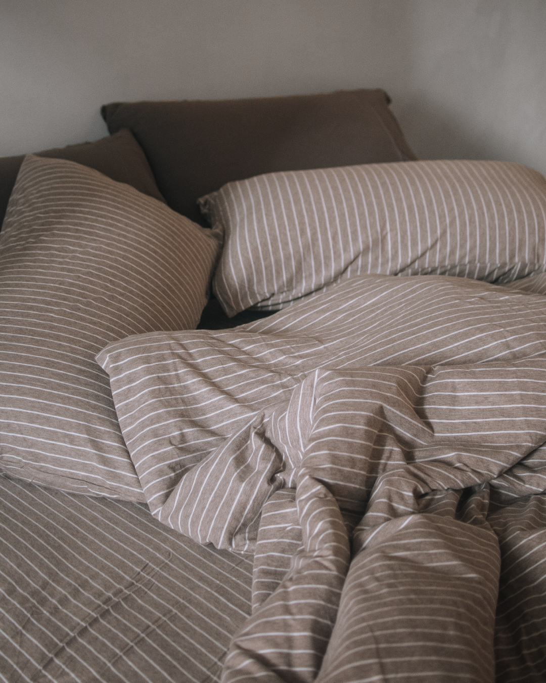 latte stripe 淺咖+米色條紋 舒軟竹節棉床包組