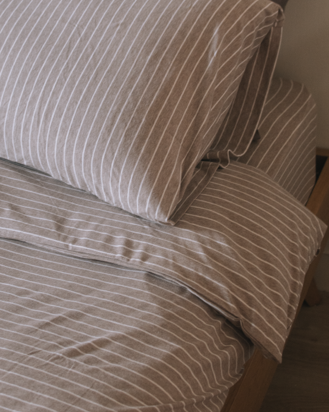 latte stripe 淺咖+米色條紋 舒軟竹節棉床包組