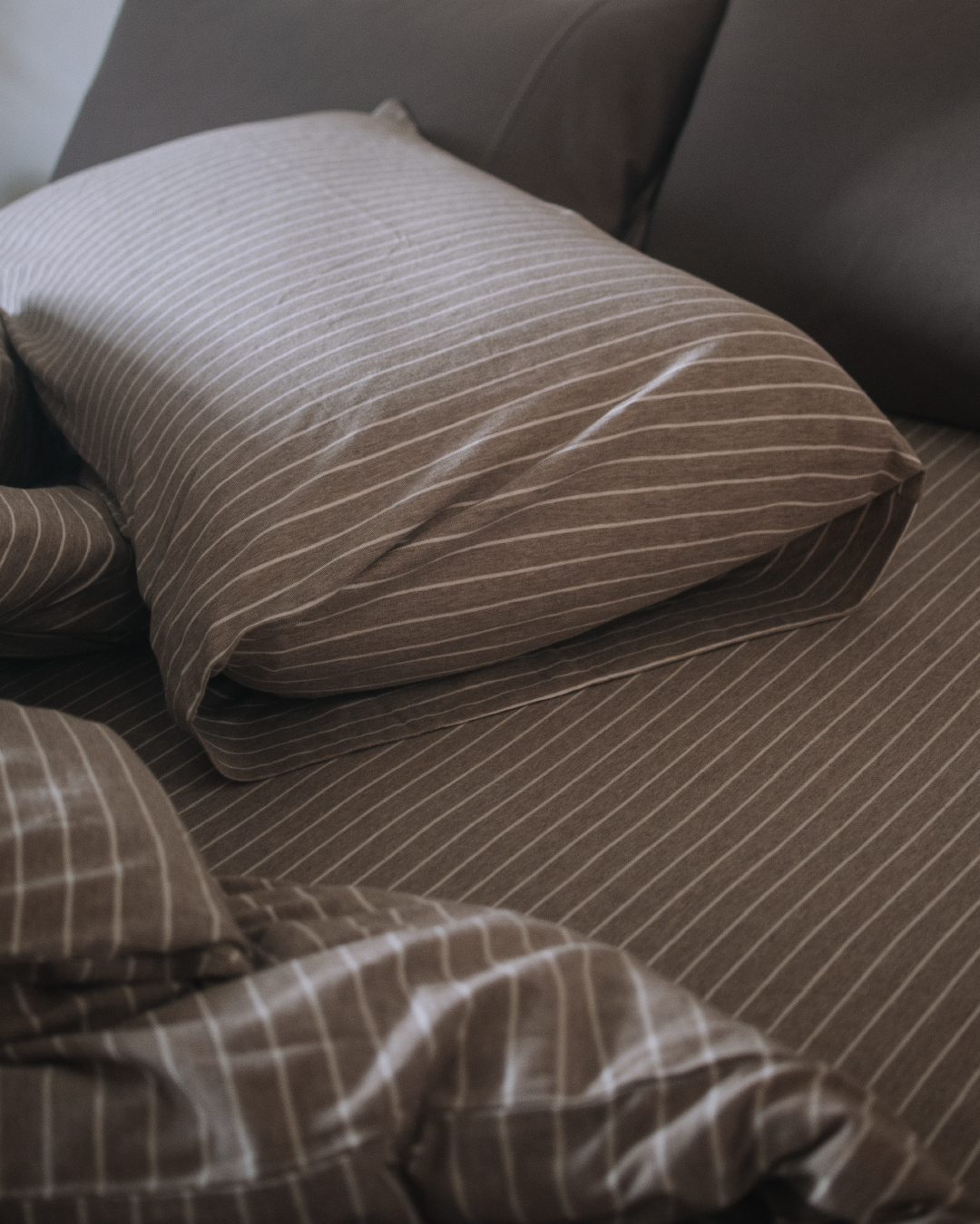 latte stripe 淺咖+米色條紋 舒軟竹節棉床包組