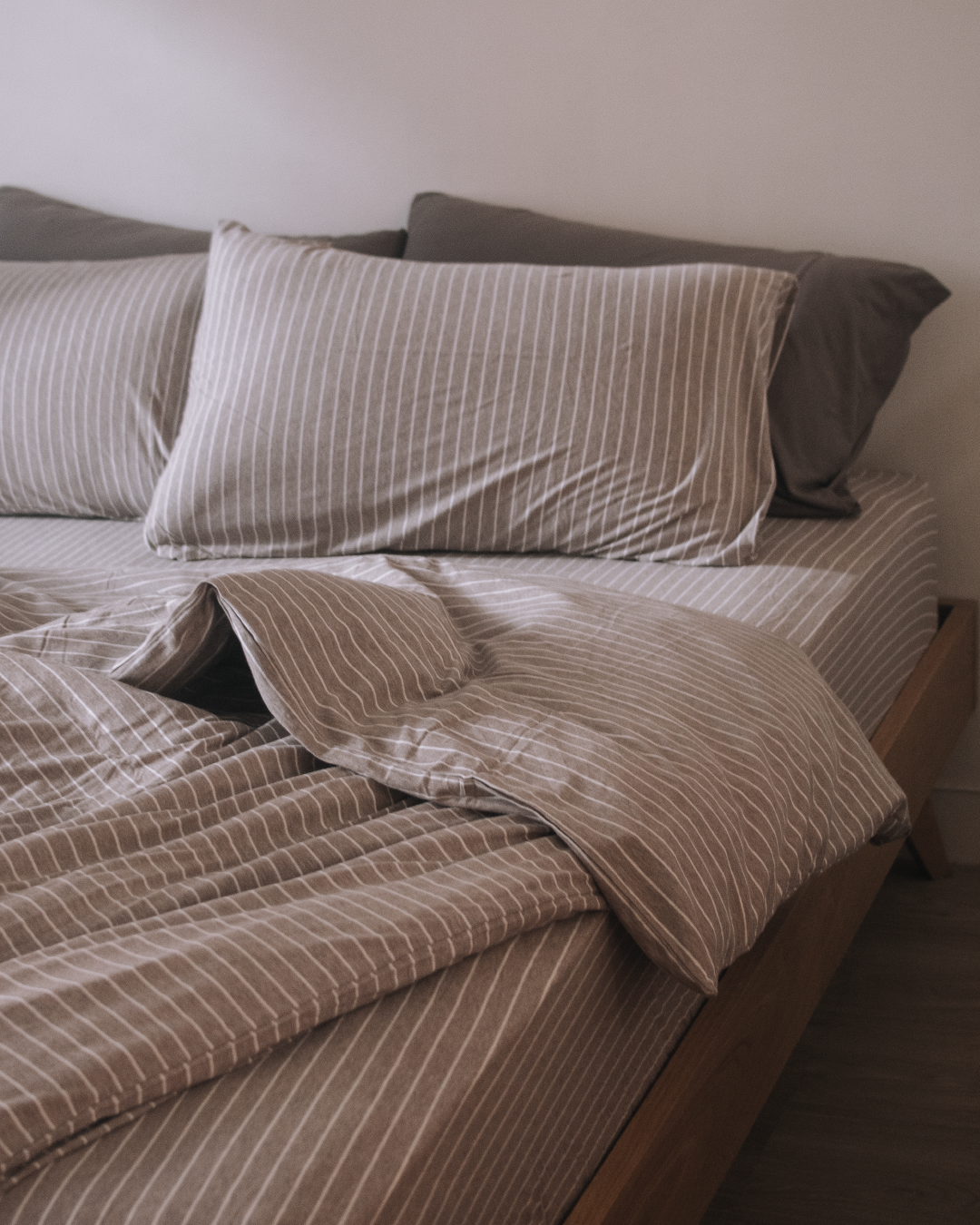 latte stripe 淺咖+米色條紋 舒軟竹節棉床包組