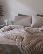 latte stripe 淺咖+米色條紋 舒軟竹節棉床包組